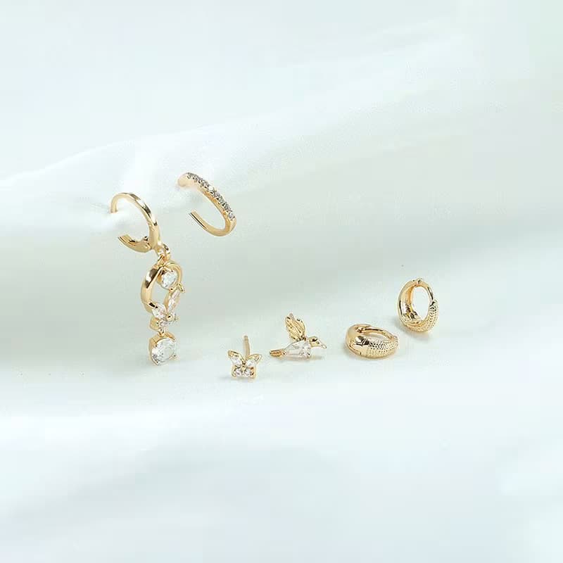 پک گوشواره شش عددی طرح پروانه و کبوتر