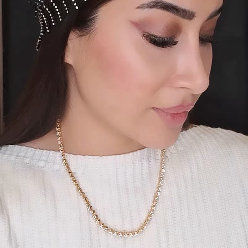 گردنبند دخترانه فول نگین ژوپینگ رنگ طلایی