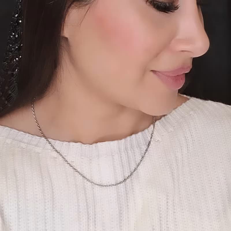 زنجیر دخترانه طنابی رنگ نقره ای