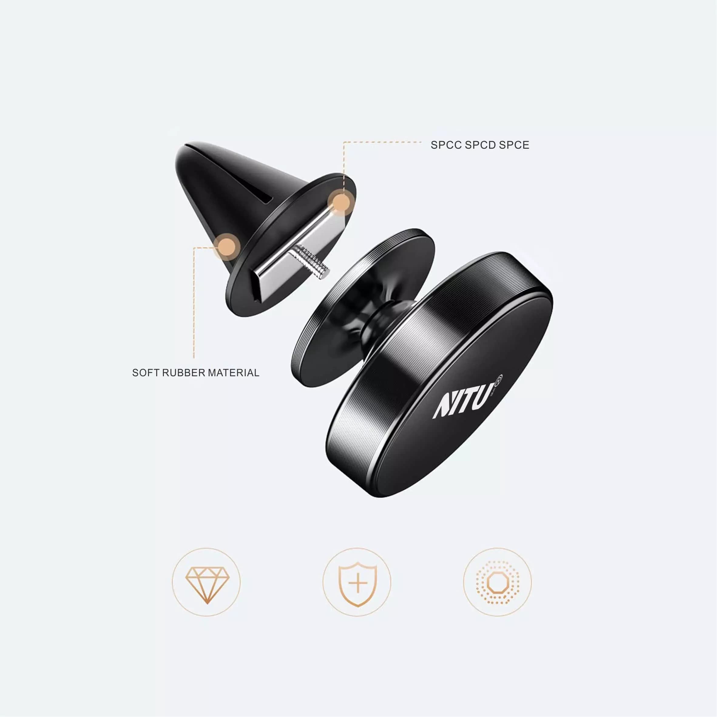 پایه نگهدارنده دریچه کولری مگنتی موبایل نیتو مدل NH13 ا NITU NH13 Car Air Outlet Clip Phone Holder — تصویر ۳