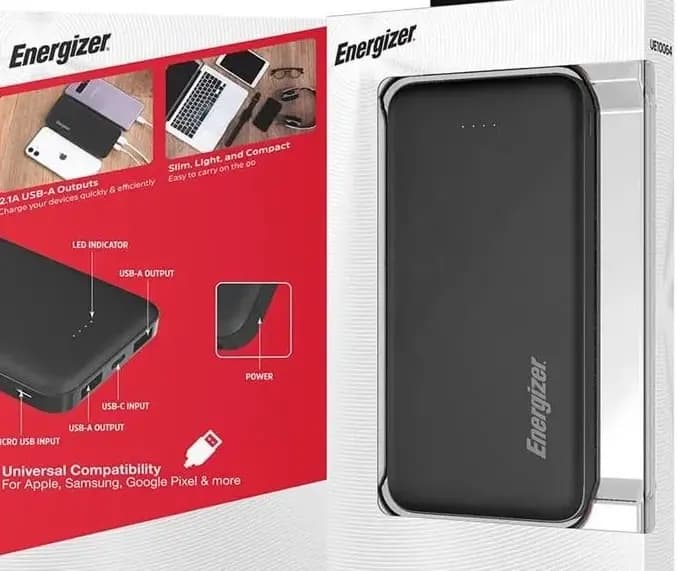 پاوربانک انرجایزر 10000 میلی آمپر 10Wمدل UE10064 ا Energizer power bank 10000 mAh 10W model UE10064 — تصویر ۳