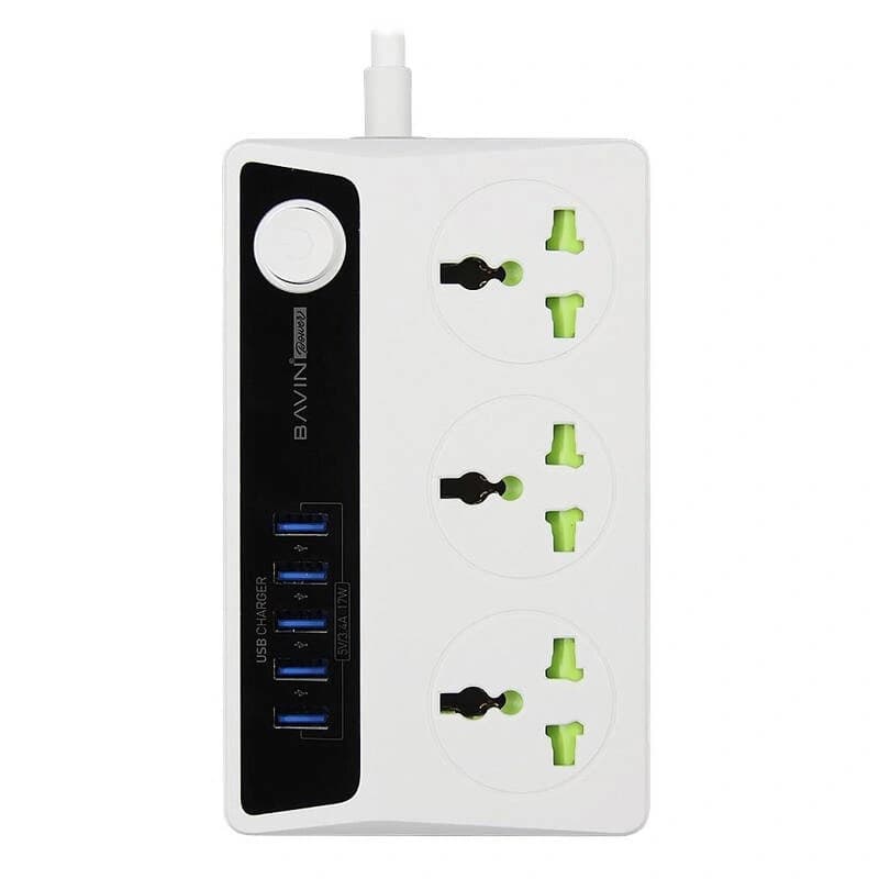 هاب شارژر و چند راهی برق باوین مدل PC512 ا Bavin PC512 5 USB Port Hub 3 Power Socket — تصویر ۲
