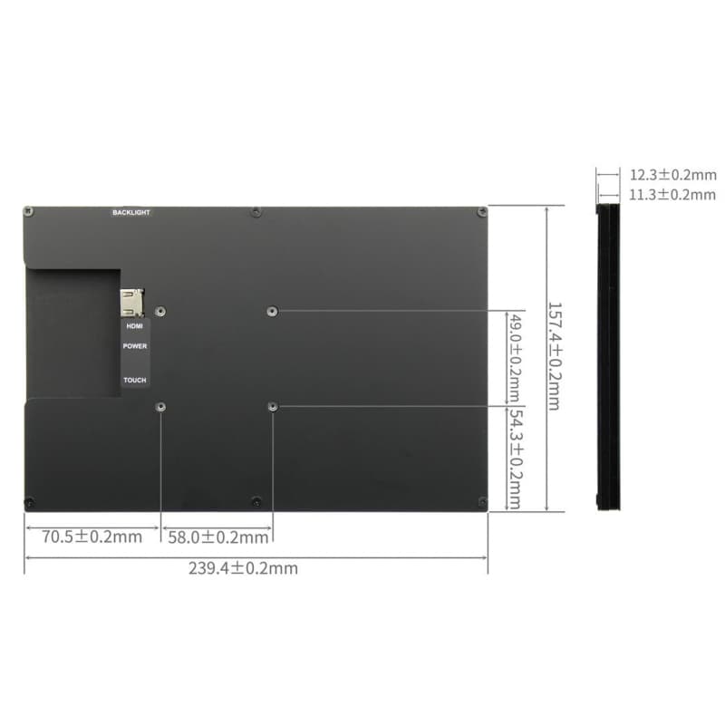 نمایشگر 10.1 اینچ IPS رنگی با تاچ خازنی 1280×800 با ورودی HDMI مخصوص رزبری پای — تصویر ۶