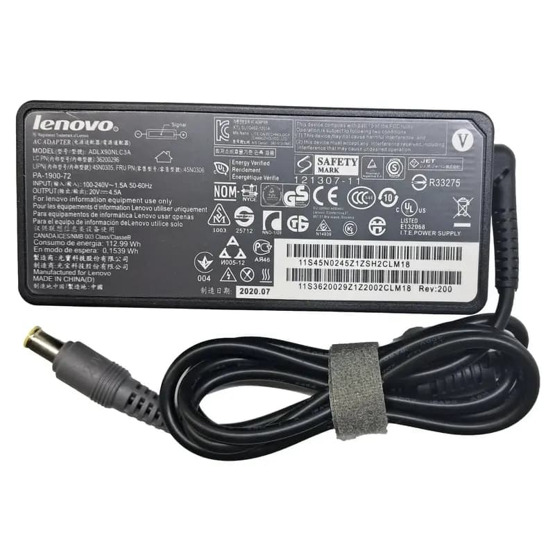 شارژر آداپتور لپ تاپ لنوو(Lenovo) مدل ADLX90NLC3A خروجی 20V 4.5A 90W سرفیش درشت