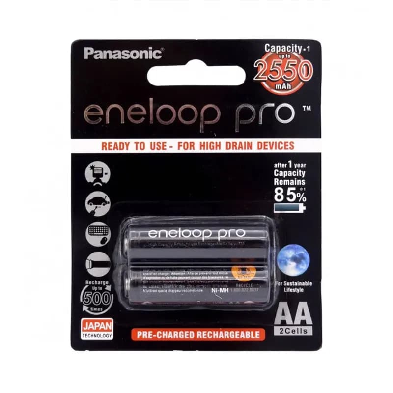 باتری قلمی قابل شارژ AA پاناسونیک (Panasonic) مدل eneloop pro با ظرفیت 2550 میلی آمپر ساعت
