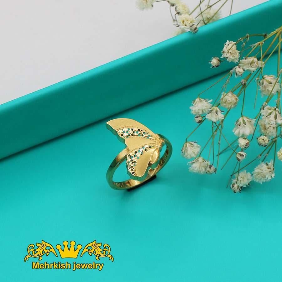 انگشتر پروانه طلا زرد کد 7316