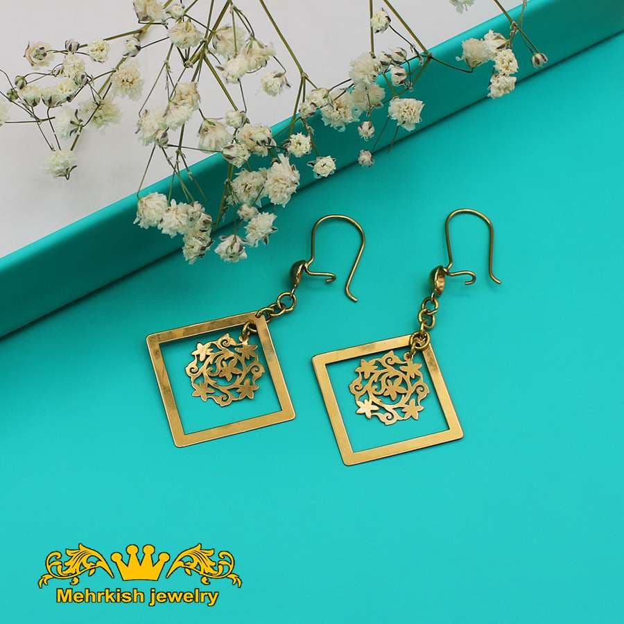 گوشواره آویز طلای زرد ۱۸ عیار کد B-908