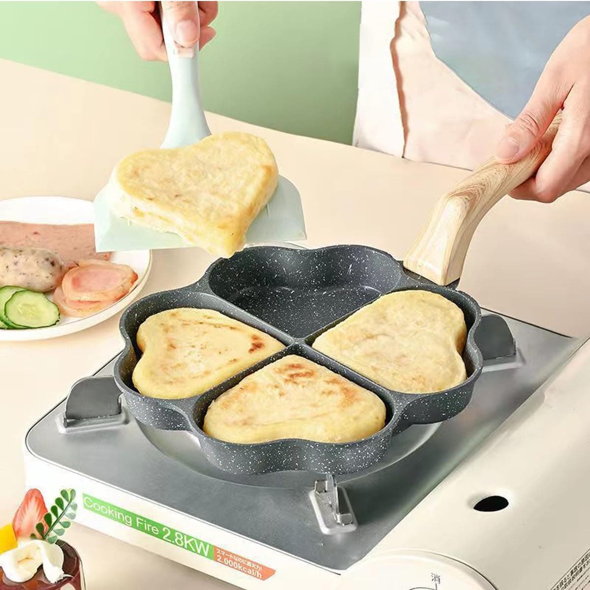 تابه پنکیک گرانیتی چهارخانه مدل قلبی وارداتی