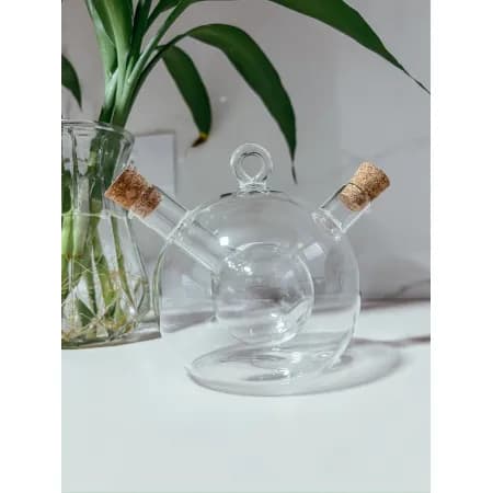 ظرف سرکه و روغن پیرکس درب بامبو وارداتی — تصویر ۵