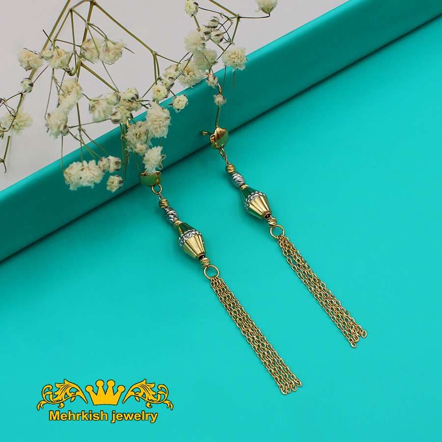 گوشواره آویز دورنگ کد 7083