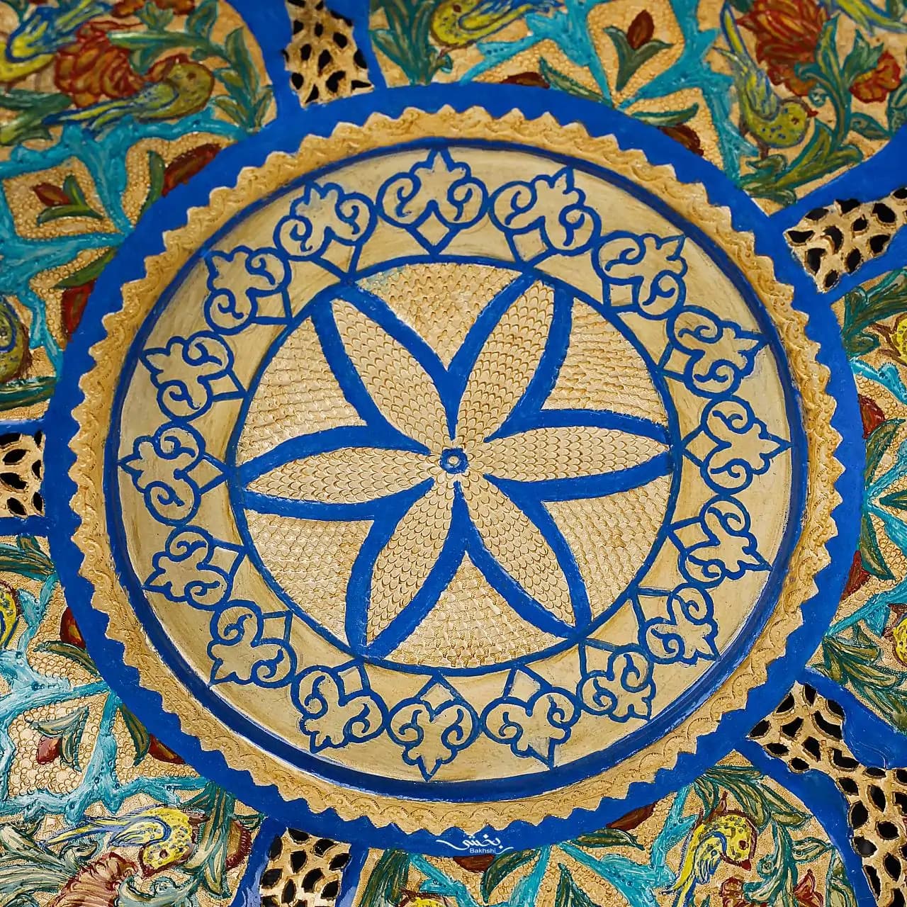 شیرینی خوری نقره پایه کوتاه میناکاری — تصویر ۲