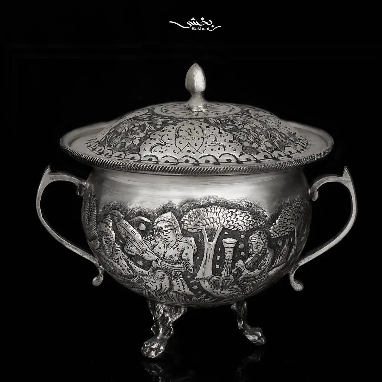قندان نقره درب دار قلم مینیاتور