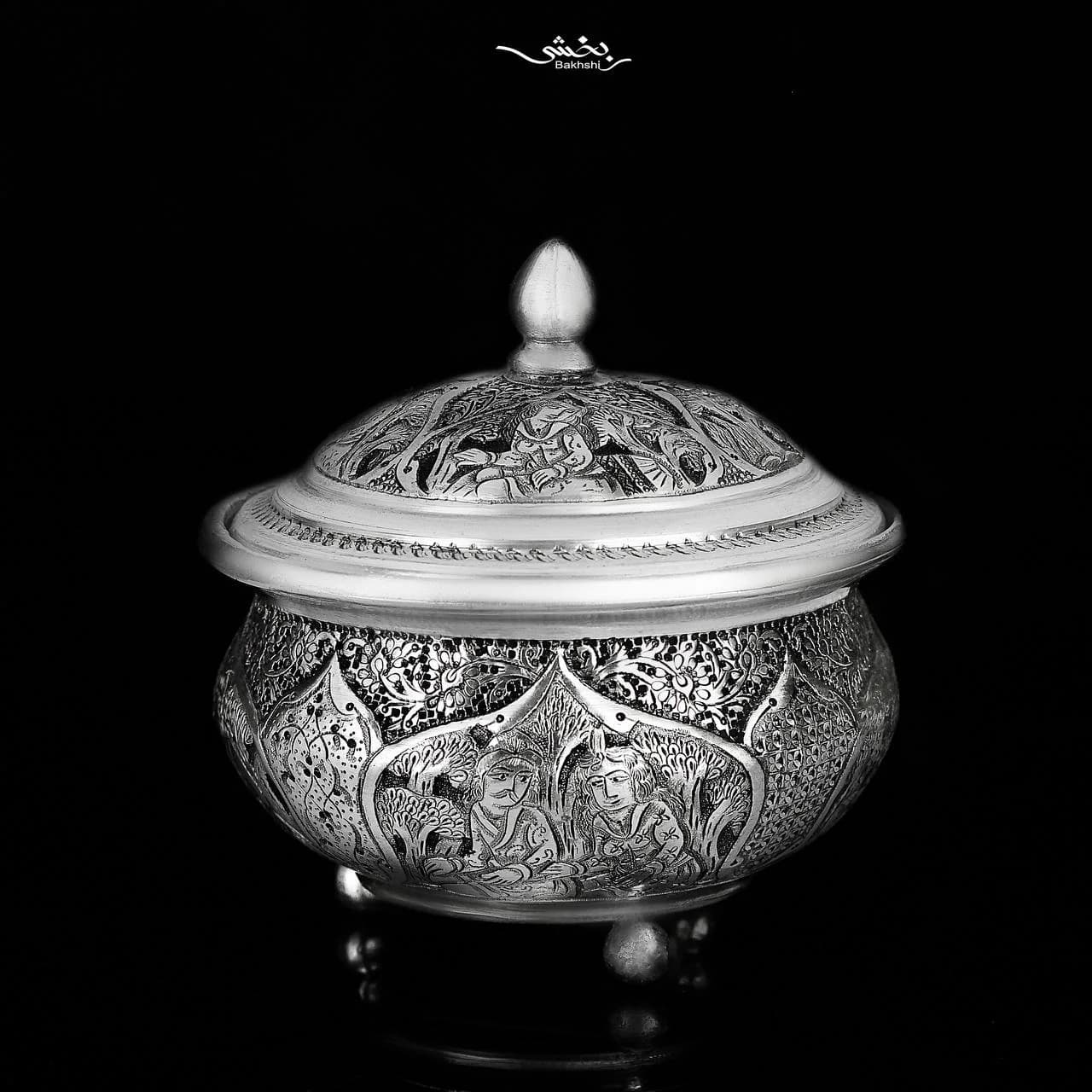 قندان نقره درب دار مینیاتور ریز قلم اعلا