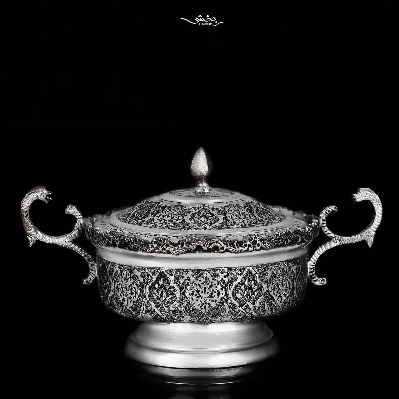 قندان نقره دسته دار قلم ترنج