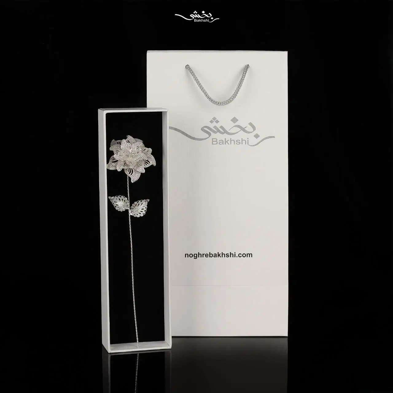 شاخه گل ملیله نقره کد3