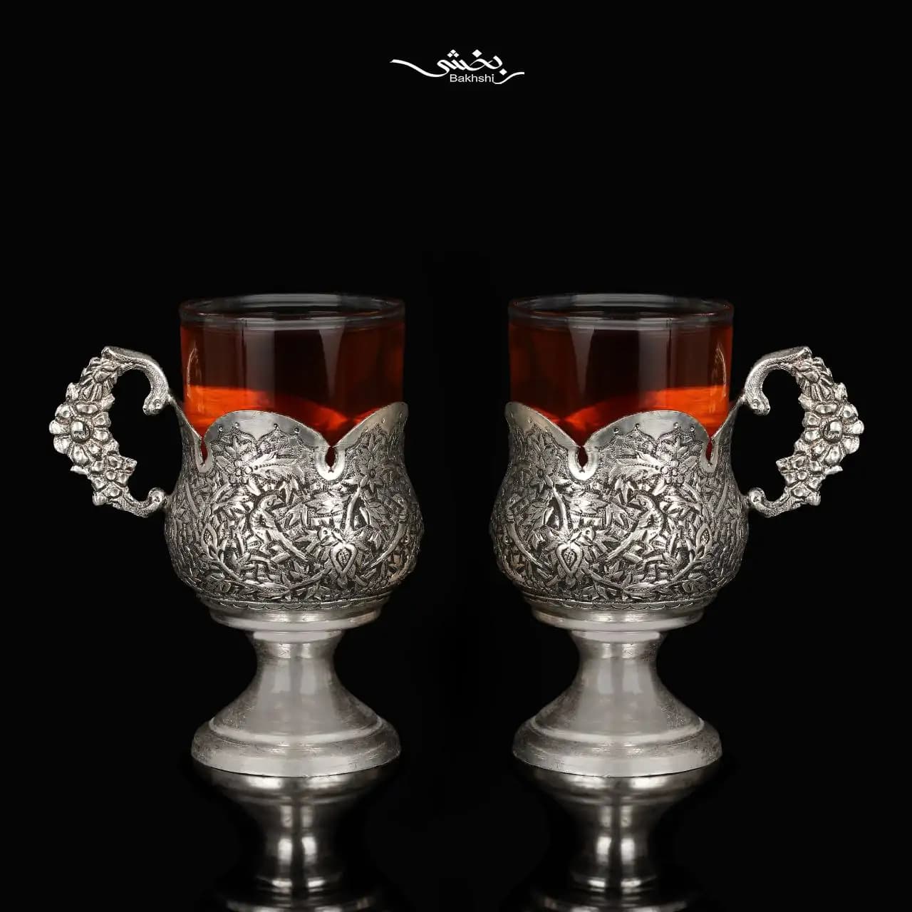 انگاره نقره لاله شش عددی پایه دار گل و مرغ درجه یک