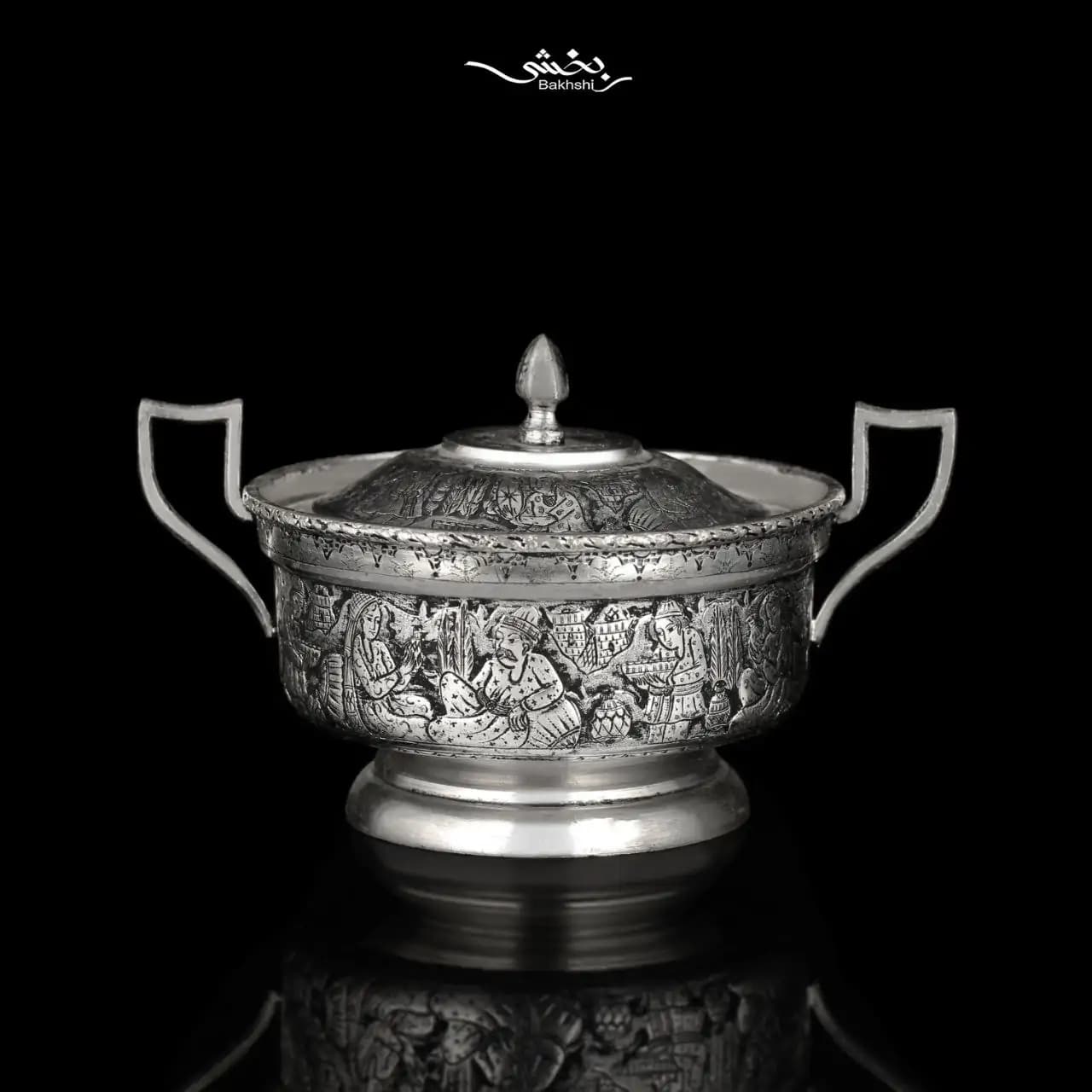 قندان نقره دسته دار قلم مینیاتور