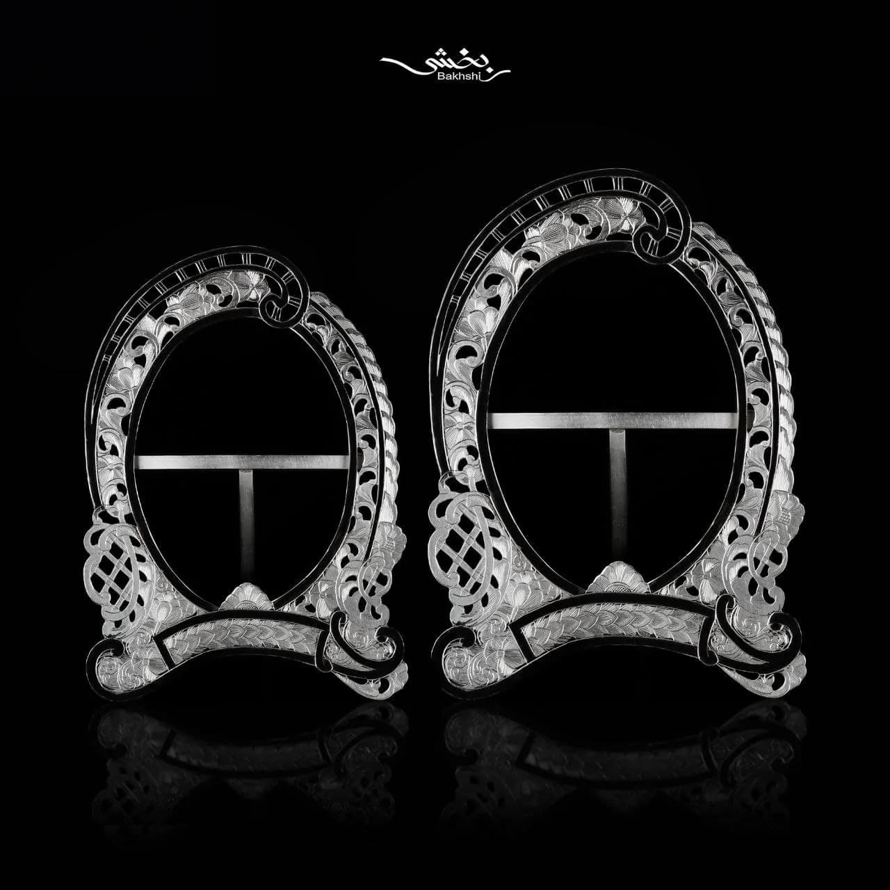 قاب عکس نقره بیضی تبریز کد17