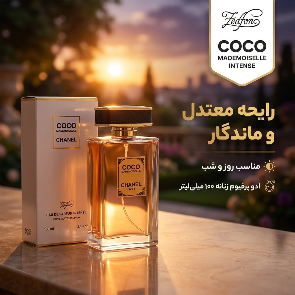 ادو پرفیوم زنانه زدفون مدل شنل کوکو مادمازل اینتنس با رایحه معتدل حجم 100 میلی لیتر — تصویر ۳