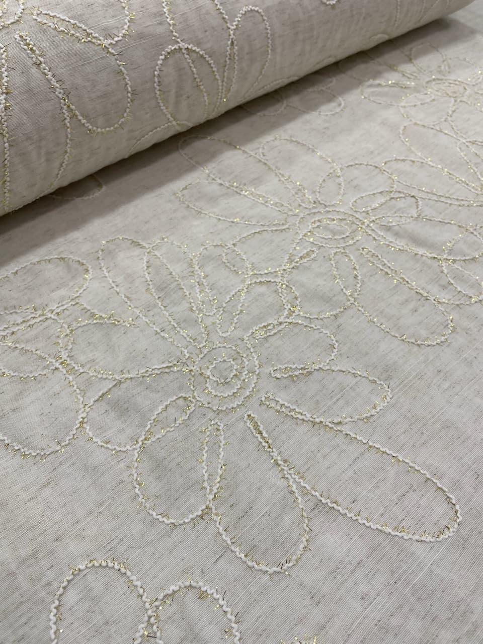 لینن نچرال قیطون دوزی طرح گل — تصویر ۸