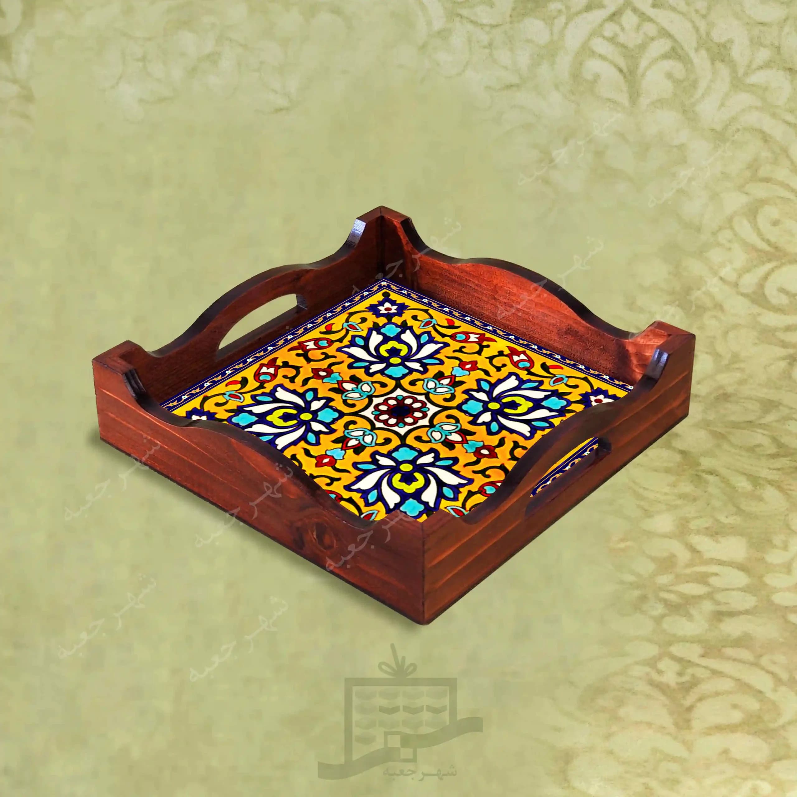 سینی چوبی (طرح R*K21*22) – پذیرایی لاکچری، ضد آب، سنتی، تنقلات، سرو، رزینی