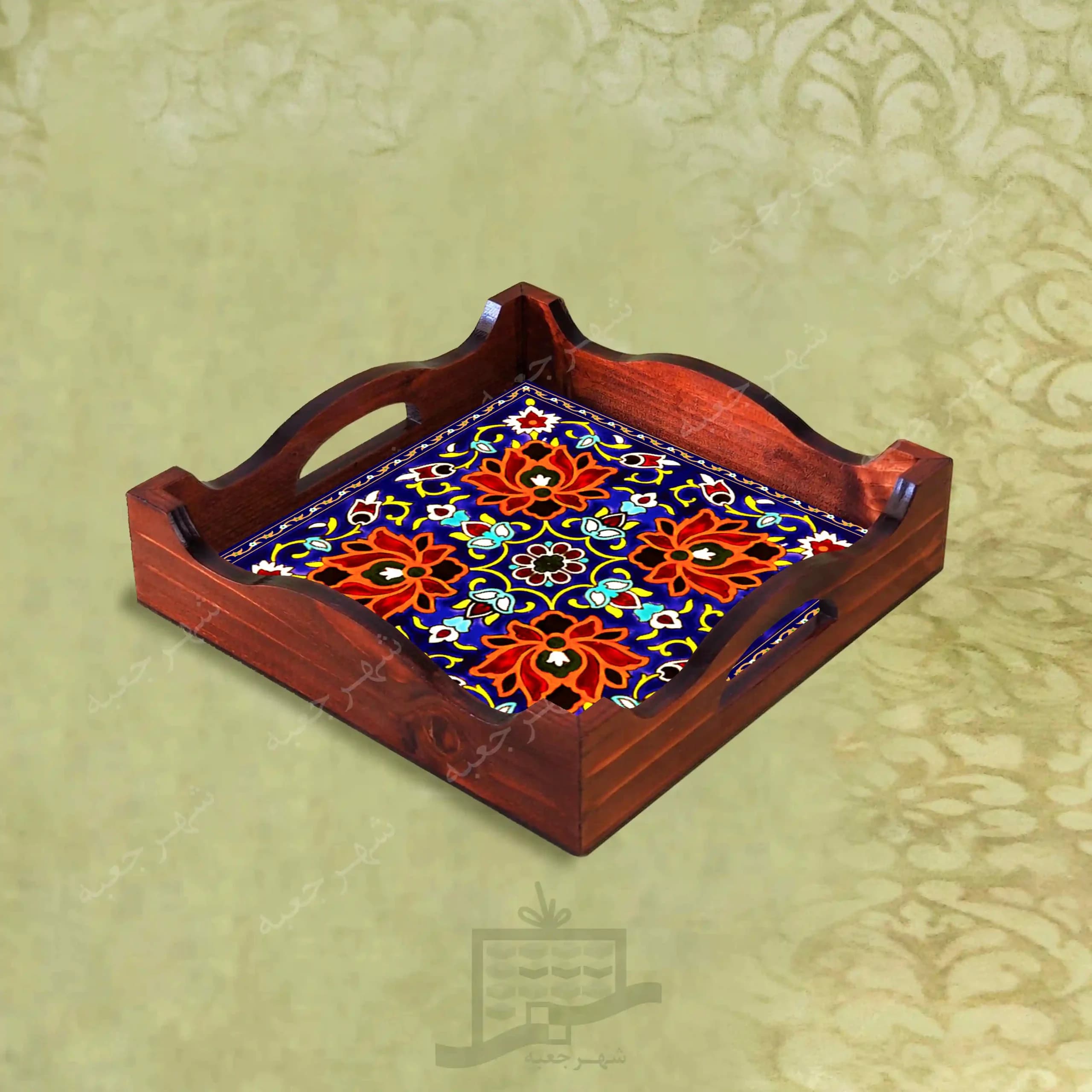 سینی چوبی (طرح R*K19*22) – پذیرایی لاکچری، ضد آب، سنتی، تنقلات، سرو، رزینی