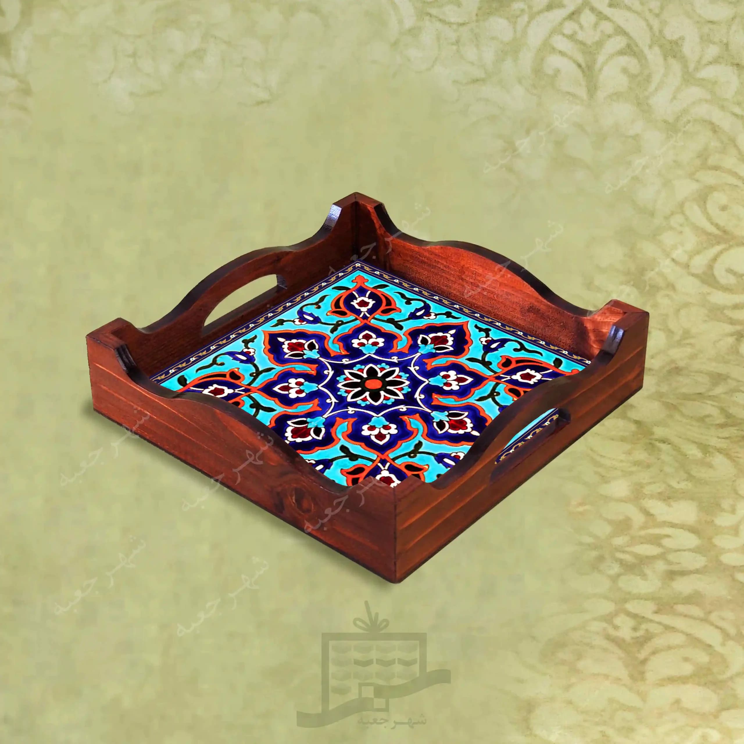 سینی چوبی (طرح R*K17*22) – پذیرایی لاکچری، ضد آب، سنتی، تنقلات، سرو، رزینی