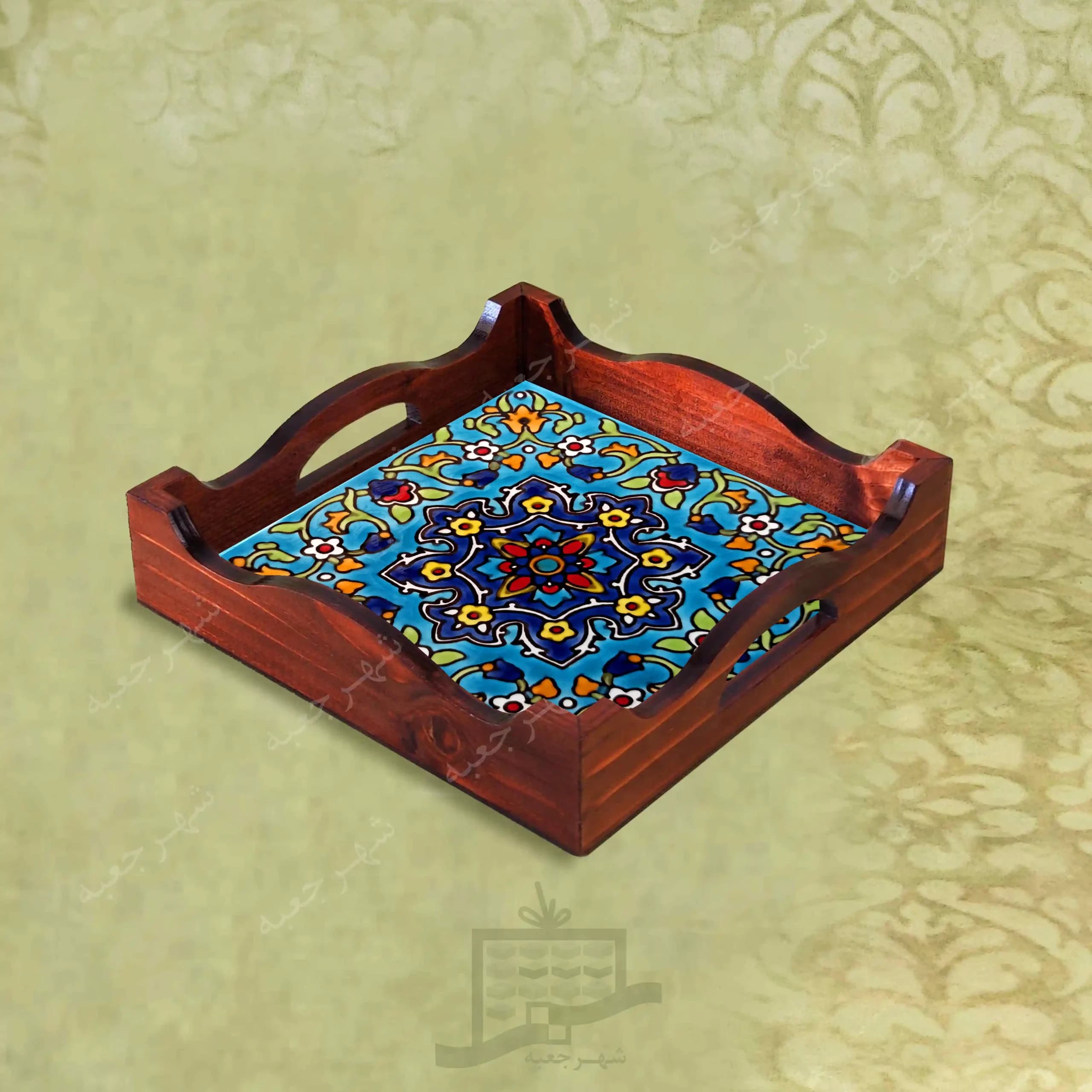 سینی چوبی (طرح R*K15*22) – پذیرایی لاکچری، ضد آب، سنتی، تنقلات، سرو، رزینی