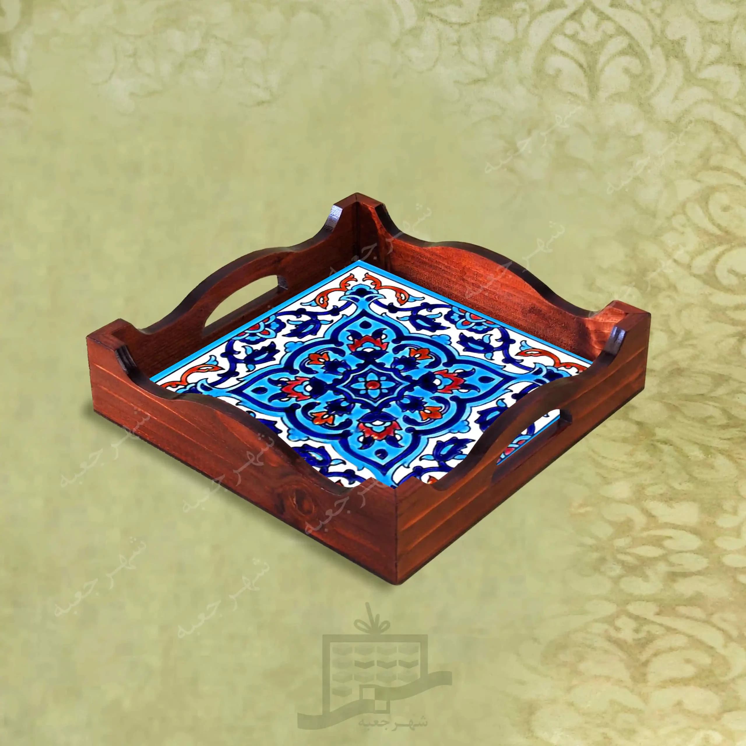 سینی چوبی (طرح R*K11*22) – پذیرایی لاکچری، ضد آب، سنتی، تنقلات، سرو، رزینی