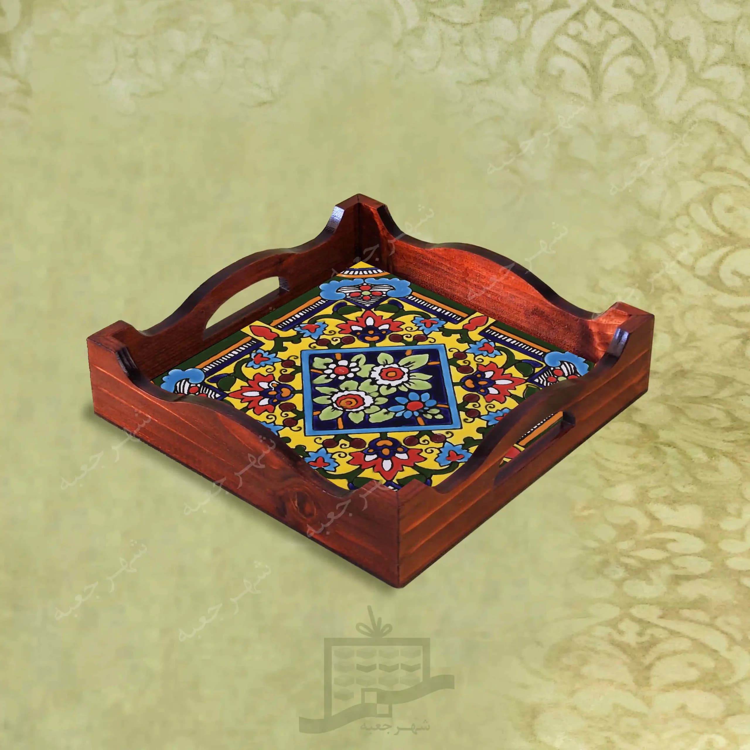 سینی چوبی (طرح R*K7*22) – پذیرایی لاکچری، ضد آب، سنتی، تنقلات، سرو، رزینی