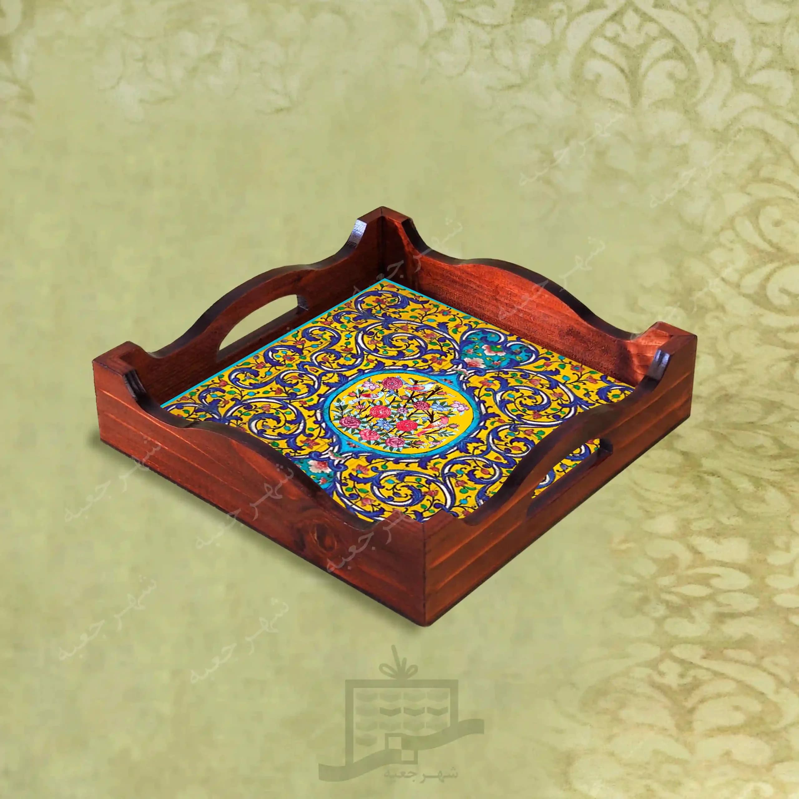 سینی چوبی (طرح R*K2*22) – پذیرایی لاکچری، ضد آب، سنتی، تنقلات، سرو، رزینی