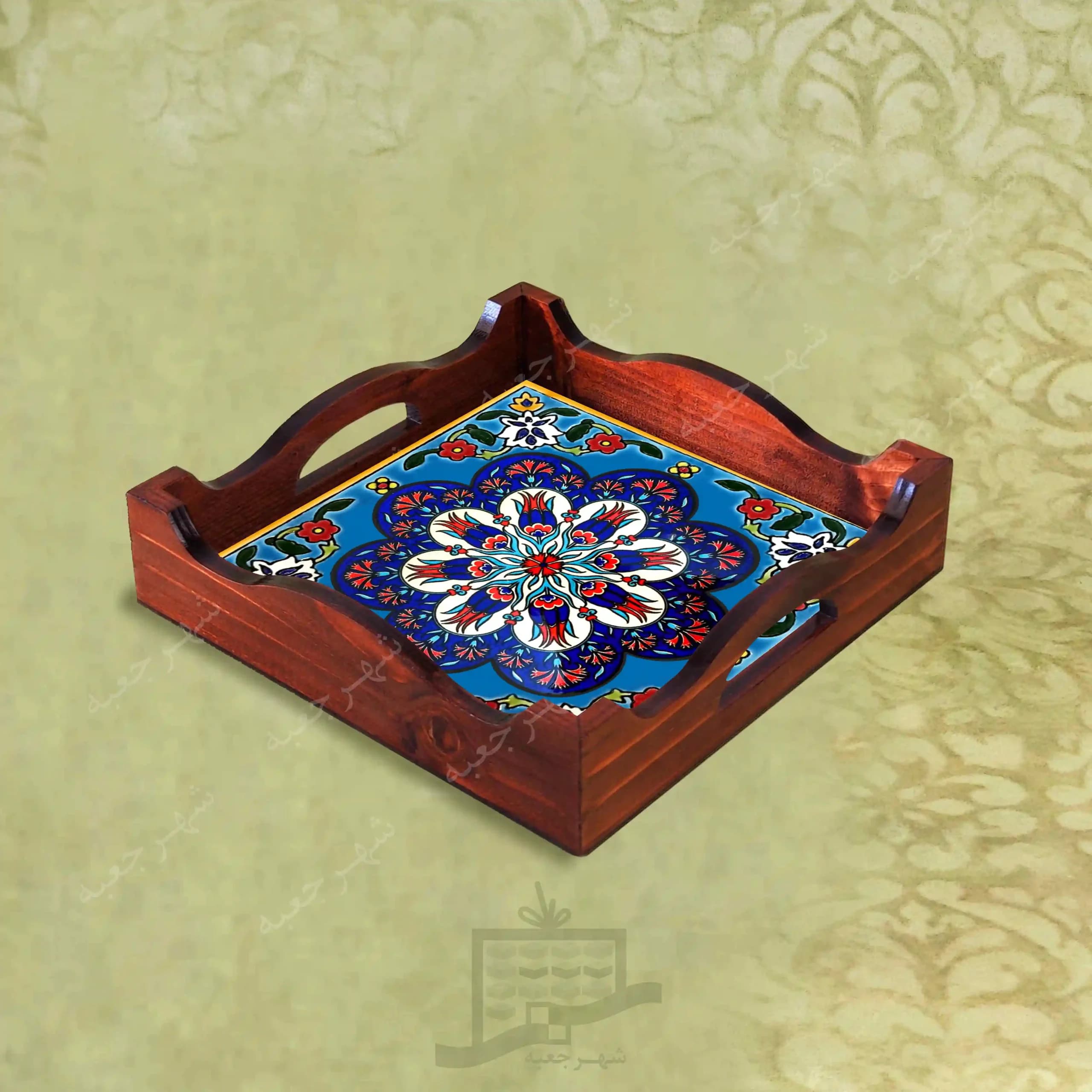 سینی چوبی (طرح R*K35*22) – پذیرایی لاکچری، ضد آب، سنتی، تنقلات، سرو، رزینی