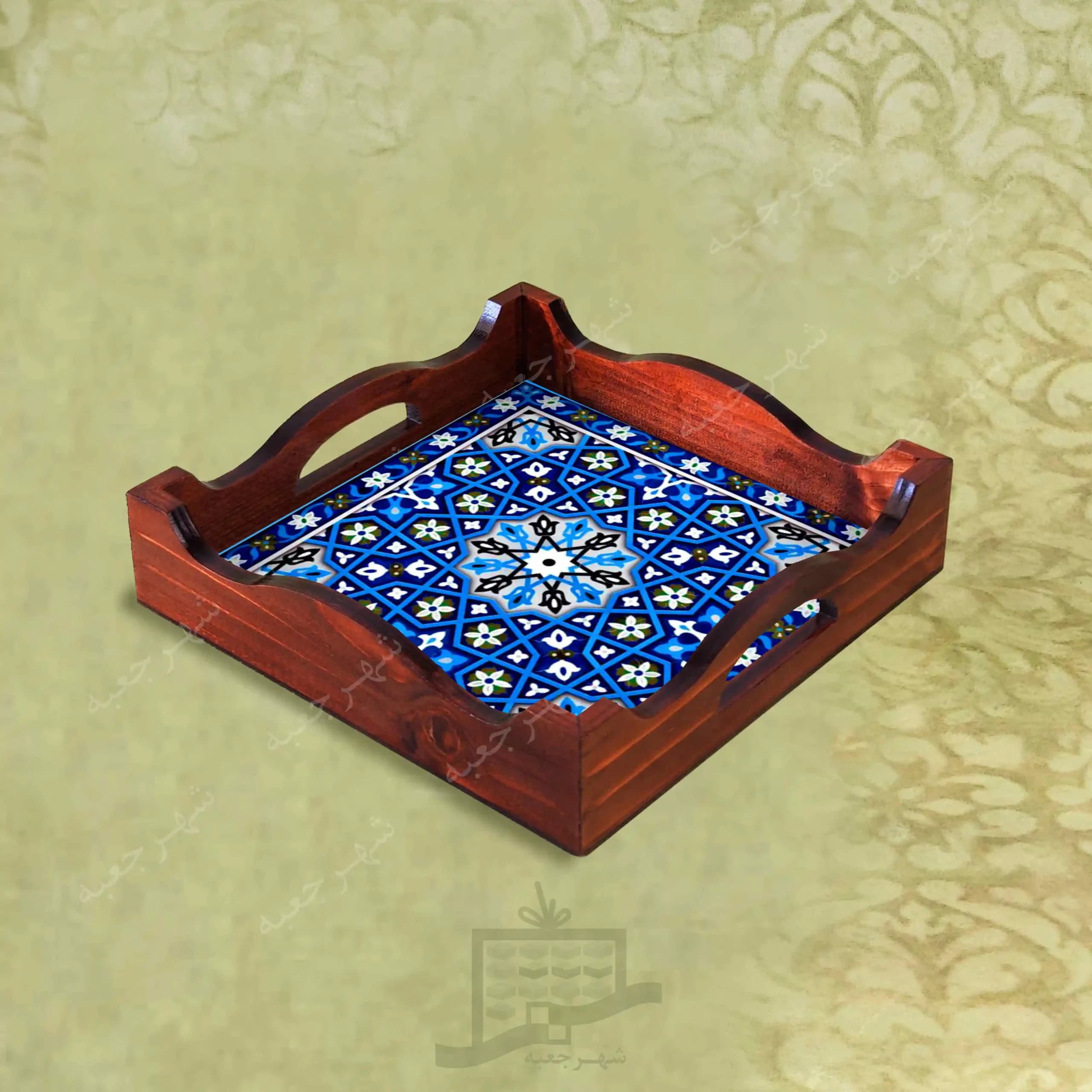 سینی چوبی (طرح R*K32*22) – پذیرایی لاکچری، ضد آب، سنتی، تنقلات، سرو، رزینی