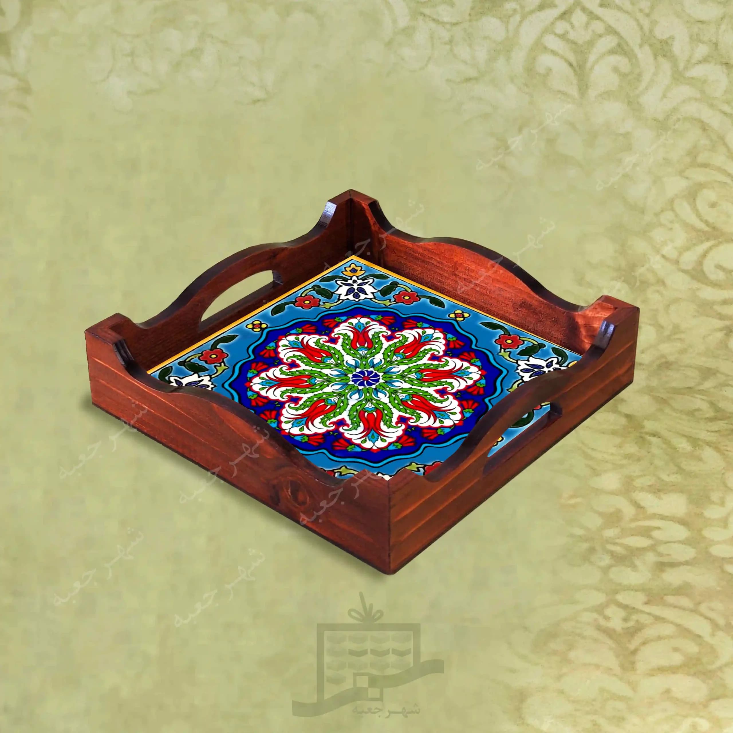سینی چوبی (طرح R*K30*22) – پذیرایی لاکچری، ضد آب، سنتی، تنقلات، سرو، رزینی