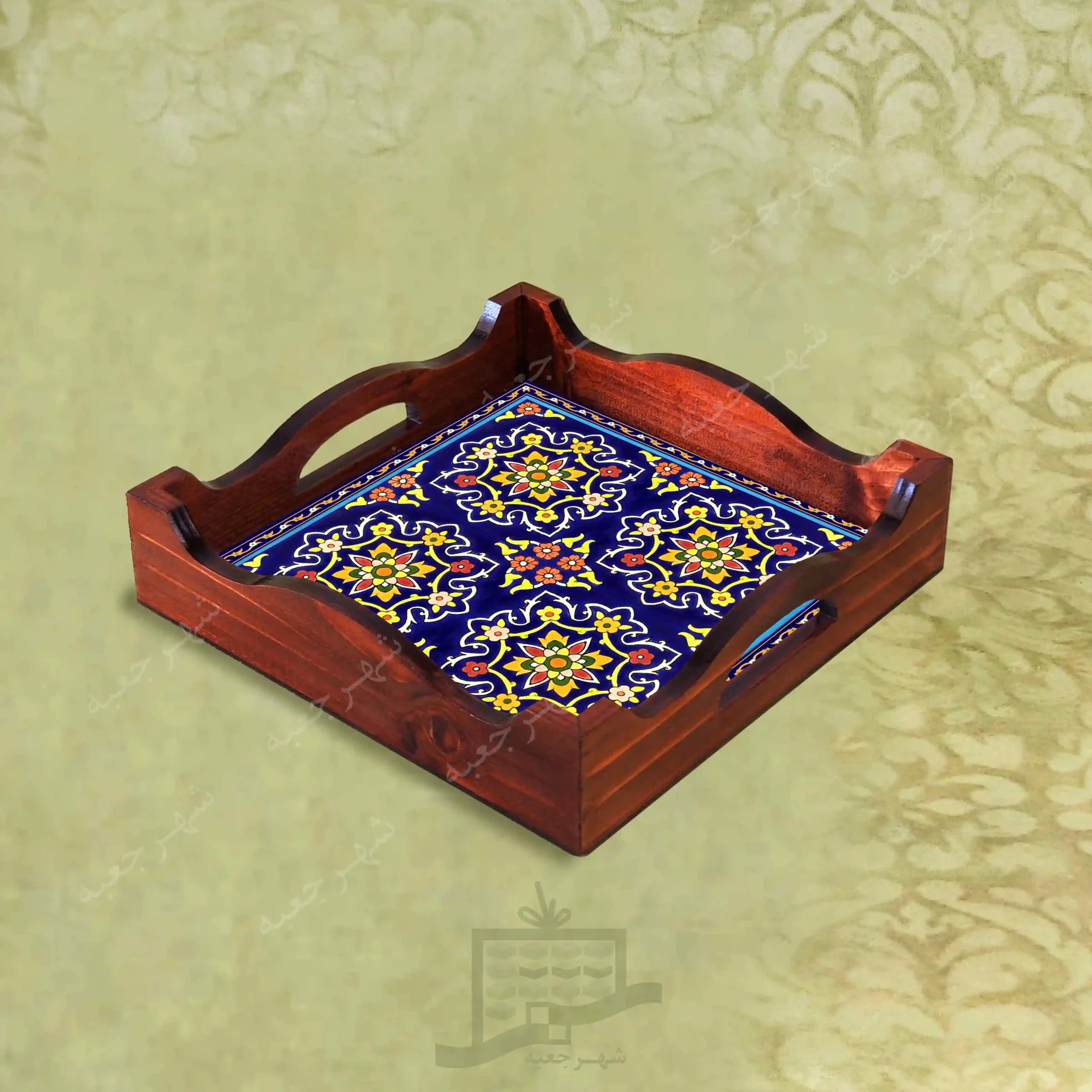 سینی چوبی (طرح R*K24*22) – پذیرایی لاکچری، ضد آب، سنتی، تنقلات، سرو، رزینی