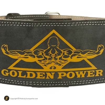 کمربند بدنسازی چرم سگک دار دوبل گلدن پاورلیفتینگ MAX — تصویر ۴