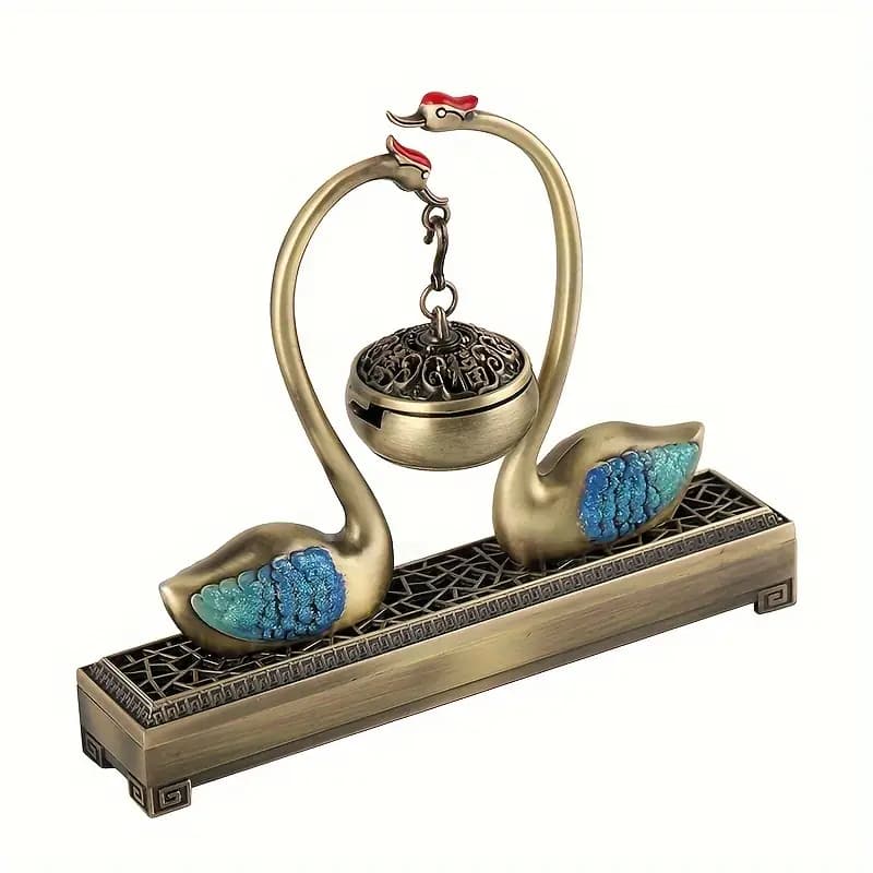 بخورسوز دوکاره طرح دریاچه قو با استند رومیزی — تصویر ۴