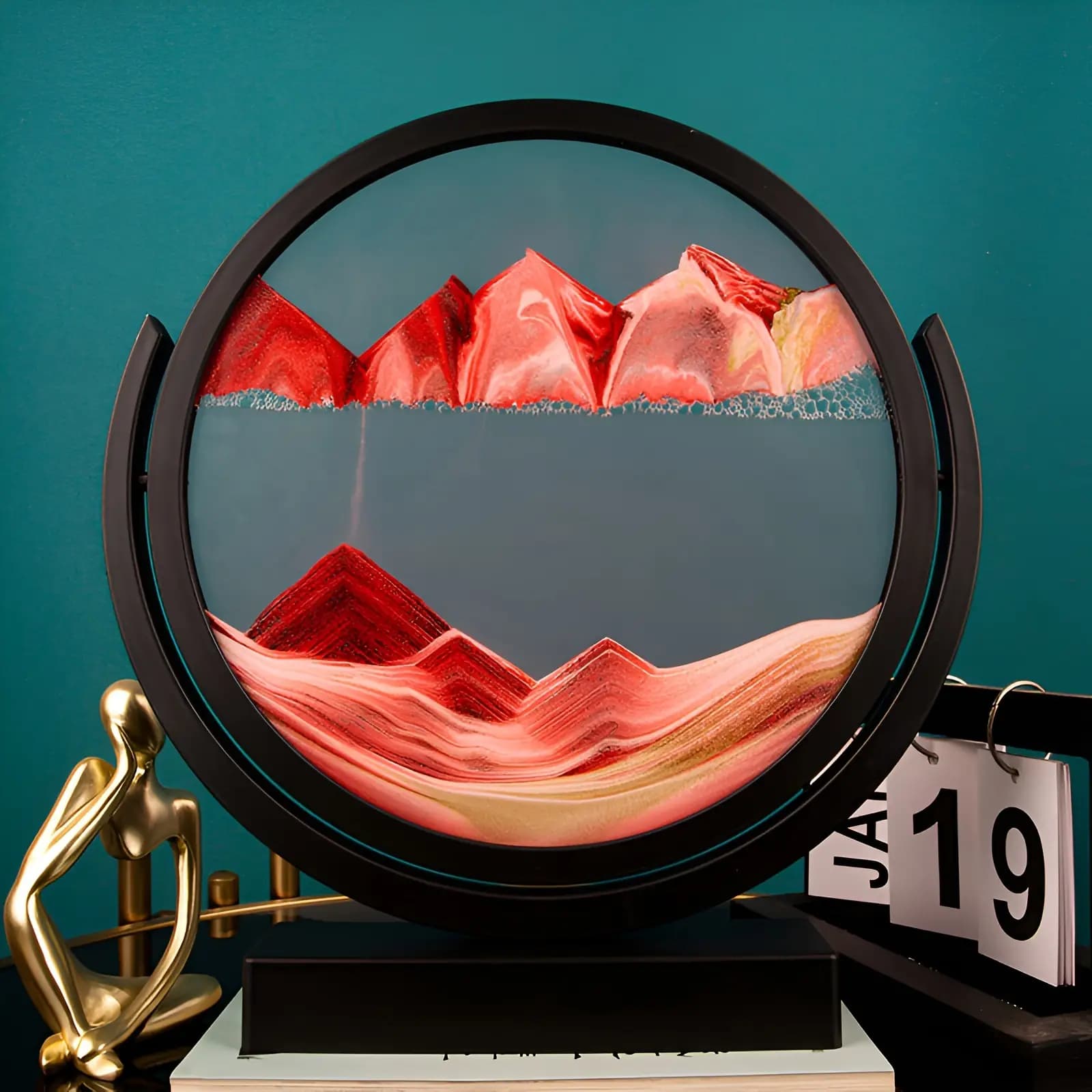 آویز شیشه شنی 3D طرح ساعت شنی (دکوری اتاق پذیرایی) — تصویر ۴
