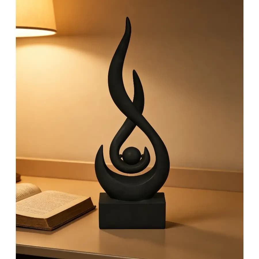 مجسمه طرح شعله مشکی مرواریدی دکوری