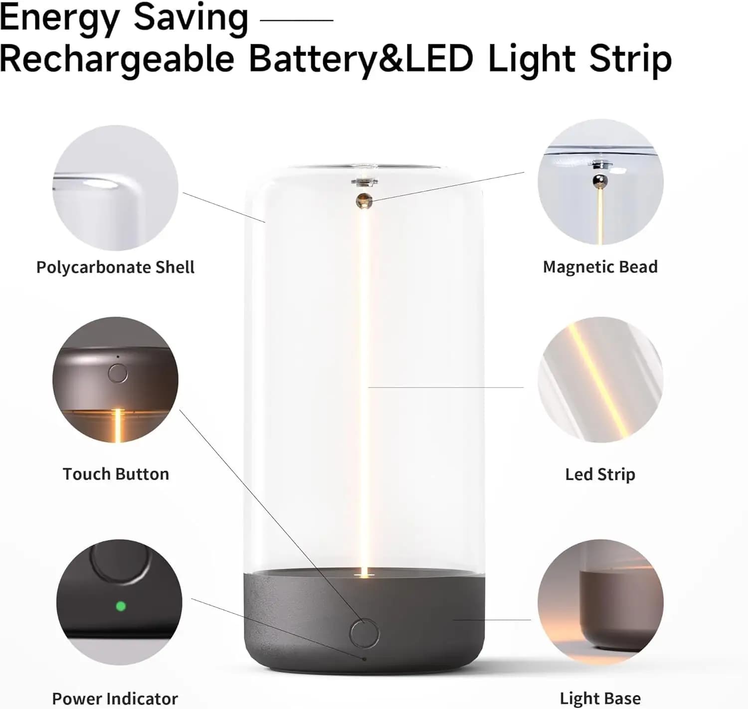 چراغ رومیزی LED مینیمال شارژی بی‌سیم مدل TERRIFI | Mini Minimalist Table Lamp — تصویر ۳