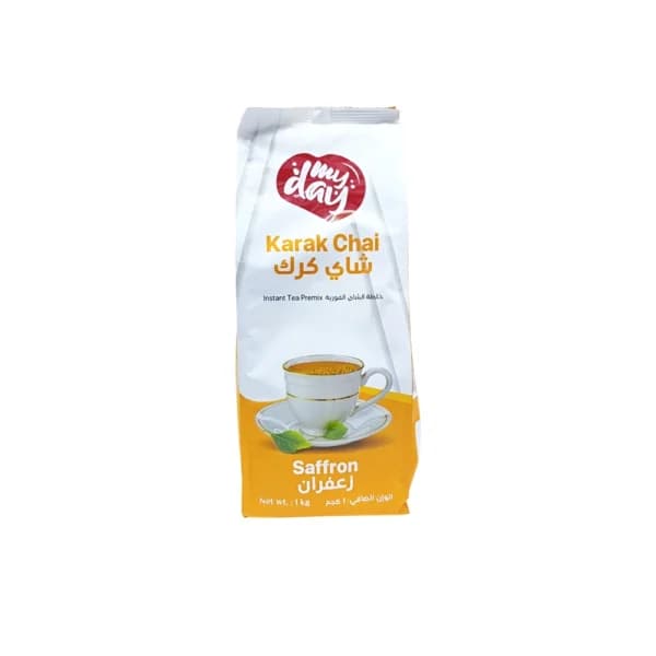 چای کرک فوری گلوتن فری با طعم زعفران مای دی بسته یک کیلویی مدل Karak Chai Saffron Instant Tea Premix