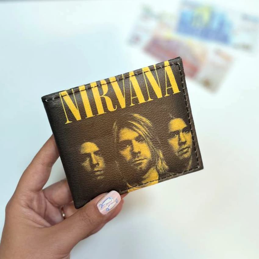 کیف پول چرمی طرح نیروانا Nirvana Yellow