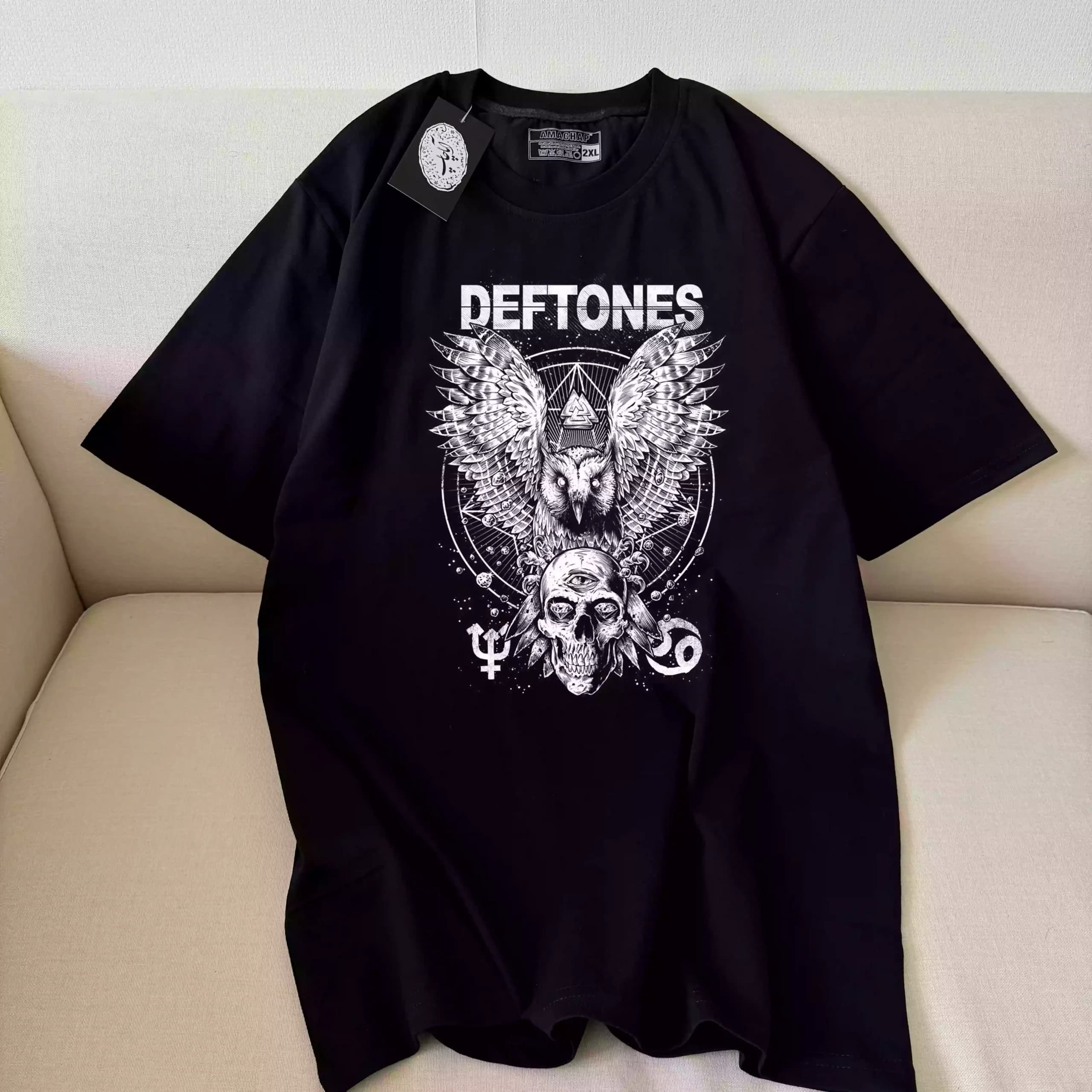 تیشرت طرح Deftones اسکلت و جغد