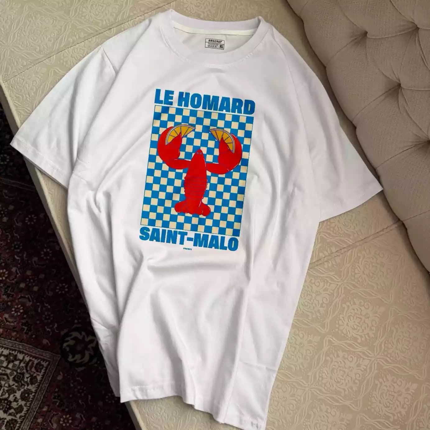 تیشرت نخ پنبه طرح Lobster Le-Homard