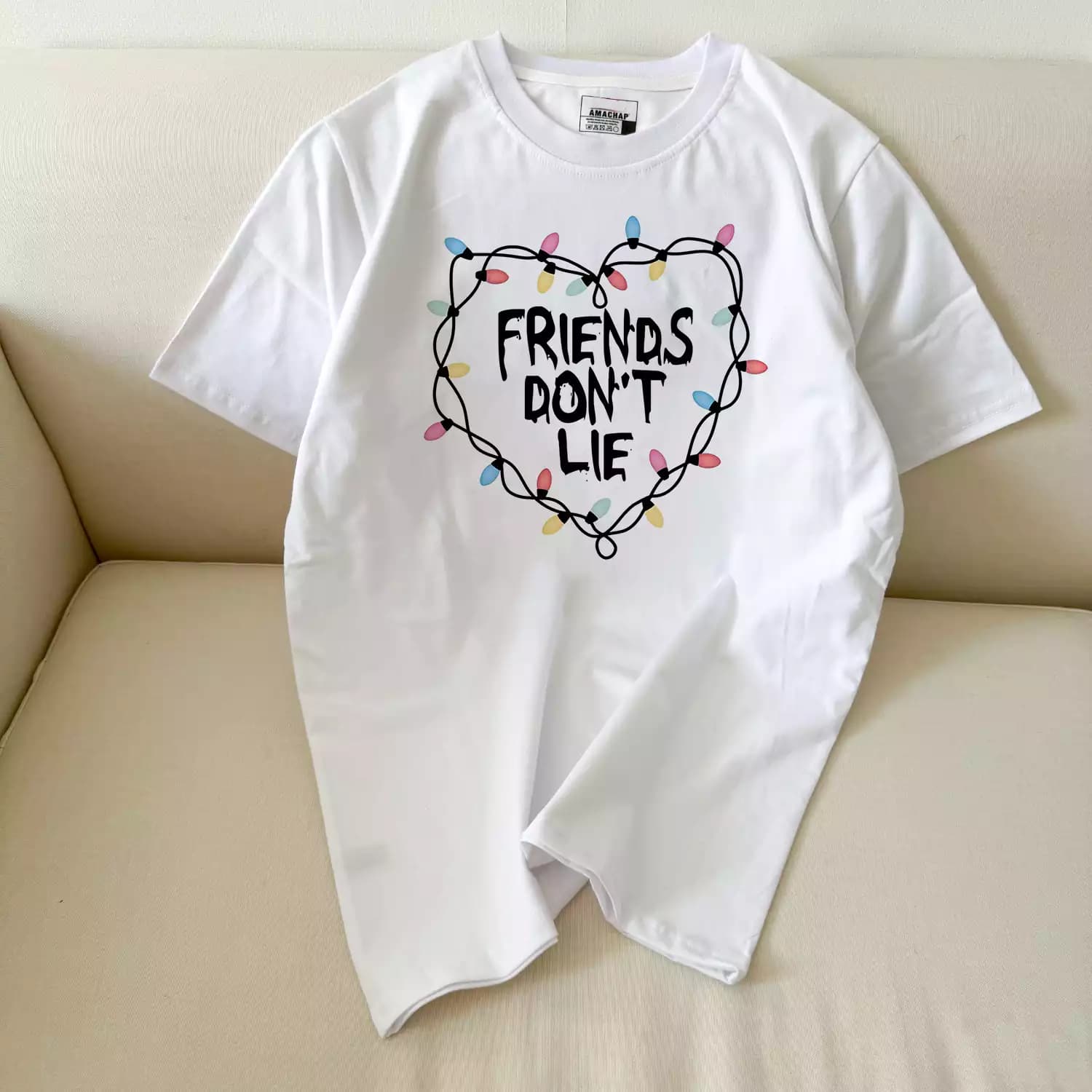 تیشرت نخ پنبه طرح Stranger Things Friends Dont Lie