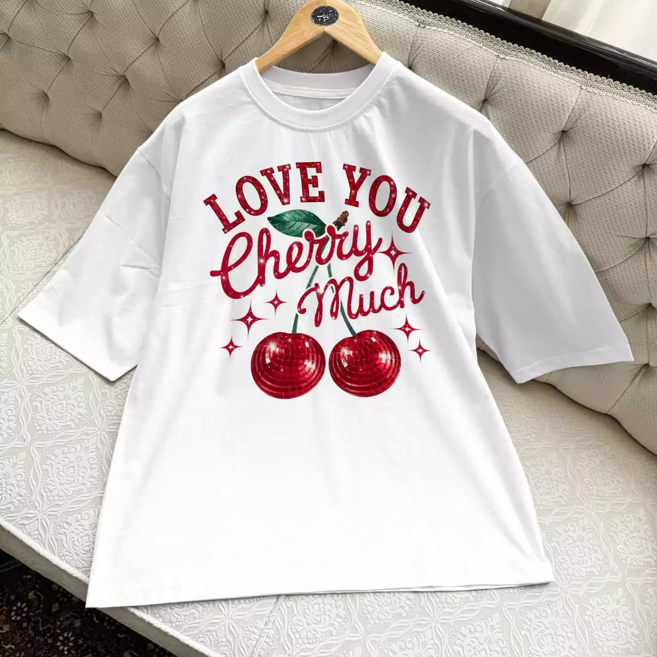 تیشرت نخ پنبه طرح گیلاس Love You Cherry Much