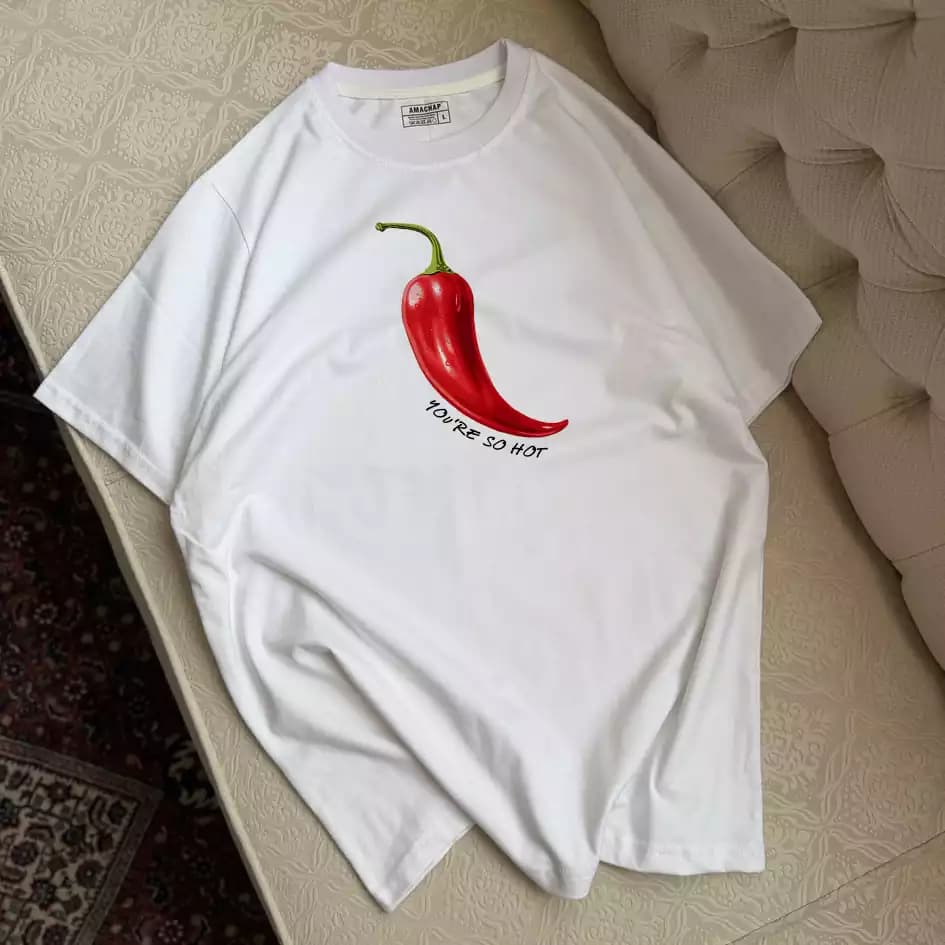 تیشرت نخ پنبه طرح فلفل You’re So Hot