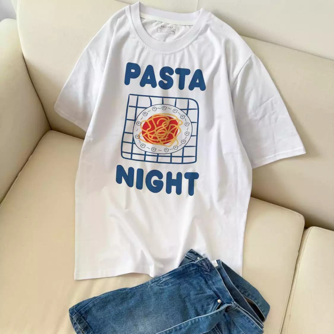 تیشرت نخ پنبه طرح پاستا Pasta Night — تصویر ۲