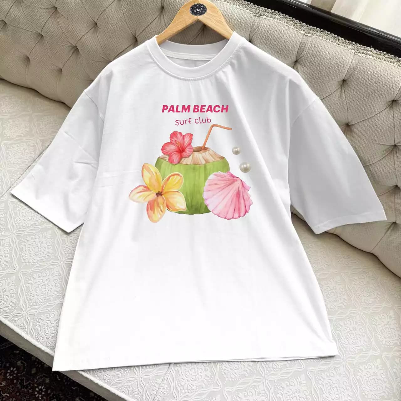 تیشرت نخ پنبه طرح تابستونی Palm Beach