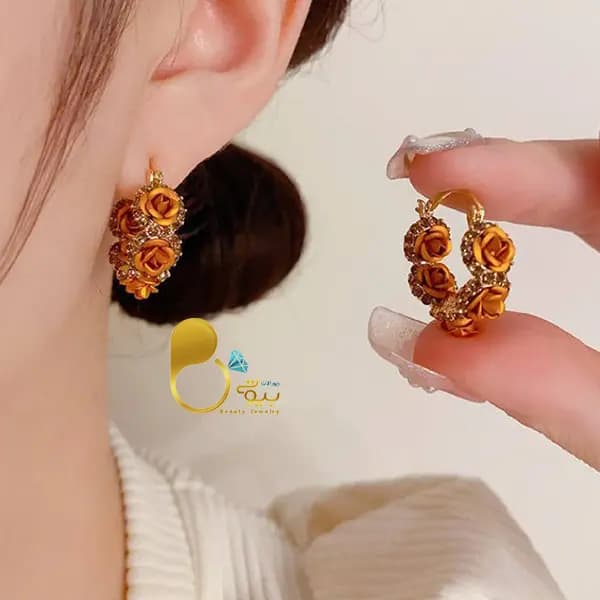 گوشواره گل پاییز حلقهای